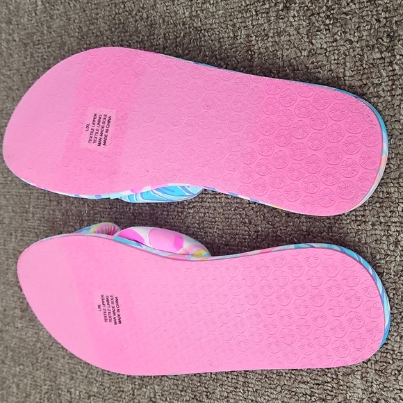 Lilly Pulitzer Slippers Sea Glass Aqua Pool Slides Sz L/XL Womens - Picture 3 of 5